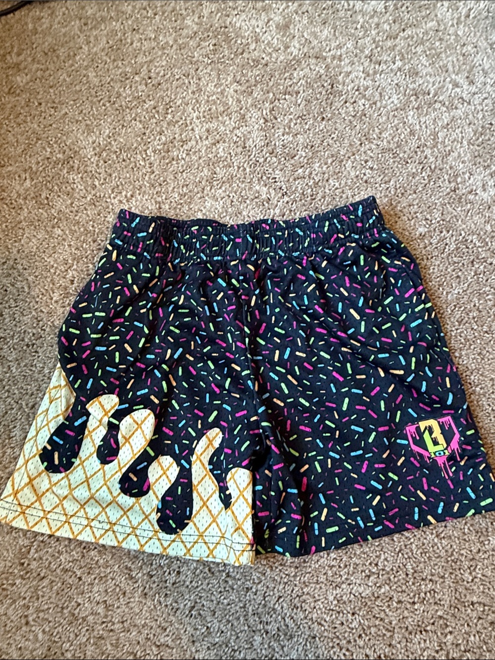 Boy Baseball 101 Black ice cream drip shorts